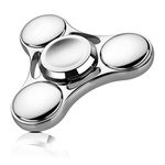 Aolcev Fidget Spinner Fidget Toy Hand Spinner Stainless Steel Metal 3-5 Minutes Fast Bearing Spins Hand Spinner Tri Finger Gyro Toy ADHD EDC Focus Anxiety Stress Relief Toys for Kids Women Men-Silver