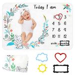 Milestone Blanket and Baby Monthly Blanket for Girl Boy,60"x40" Newborn Baby Blanket for Girls,Soft Premium Fleece,Elephant Pattern 4 Felt Frames,Record Baby Week Month Grow Blanket Shower Gifts