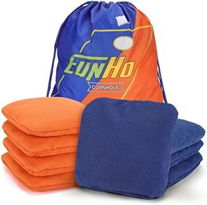 EunHo Dual Sided Cornhole Bags Set of 8 Regulation Professional, Slick and Sticky for Pro Style Corn Hole Games, All Weather Tournament Bean Bags with Carry Bag（Blue/Orange）