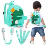 Accmor Toddler Harness Backpack with Leash, 4 in 1 Kid Dinosaur Backpacks with Anti Lost Wrist Link, Child Harnesses Leashes for Walking, Cute Toddler Backpack Rope Tether for Boys Girls(Green)