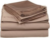 Luxury Sheets Trusted by The Biggest Hotels, Taupe Solid 4PC Queen Bed Sheet Set 100% Egyptian Cotton, Sateen Solid, 15 Inches Deep Pocket