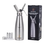 Stainless Steel Cream Whipper Canister With 3 Stainless Steel Decorating Tips. 1 Quart Professional Whipped Cream Dispenser for Homemade Whipped Creams.