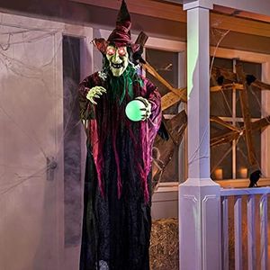 JOYIN Décoration de sorcière à Suspendre pour Halloween de 180 cm, sorcière effrayante animée avec Yeux et Son LED, extérieur, pelouse, Cour, terrasse, décoration de Maison hantée d'halloween