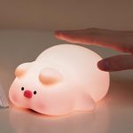 ANGTUO Pig Night Light for Kids, Pig Lamp, Tap Night Light, Dimmable and Rechargeable Cute Night Light, Pig Gifts