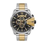 Diesel Stainless Steel Mega Chief Analog Black Dial Men Watch-Dz4581, Multi-Color Band