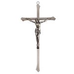 ACHIBANG Metal Crucifix Wall Cross, Beautifully Designed Catholic Cross Gift with Jesus Christ -10 Inch, Ideal for Silver Cross Wall Decor.