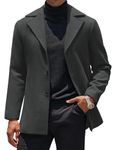 COOFANDY Mens Trench Coat Notched Collar Single Breasted Peacoat Winter Overcoat With Pockets, Dark Grey, Medium