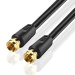 TNP Coaxial Cable (1.5 Feet) F Connectors F-Type Pin Plug Socket Male Twist-On Adapter Jack with Quad Shielded RG6 Coax Patch Cable Wire Cord Black