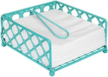 Blue Donuts Lattice Collection Napkin Holder – Napkin Holders for Tables, Dining Table Napkin Holders for Kitchen, Flat Napkin Holder, Turquoise