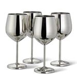 Oak & Steel - 4 Elegant Large Wine Glasses in Silver, 500ml - Unbreakable Glass Gift Set for Home Bar, Wedding, Anniversary, Birthday Party