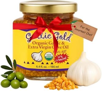 Garlic Gold Organic Toasted Garlic Granules in Extra Virgin Olive Oil, Crunchy Garlic in Olive Oil, Glass Jar 6.4 oz