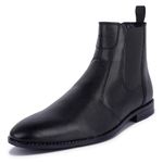 LOUIS STITCH Men's Obsidian Black Chelsea Boots for Men Handcrafted Dual Tone Patina Finish (LSRG_CL-) (Size- 9 UK)