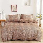 Loussiesd Girls Leopard Print Duvet Cover King Luxury Women Cheetah Print Bedding Set Brown Wild Animal Themed Comforter Cover Teens Adults Soft Reversible Bedspread Cover with 2 Pillow Case, Zipper