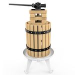 SQUEEZE master Fruit Apple Cider Wine Classic Press- 1.6 Gallon/6L-Solid Wood Basket-Vintage traditional juicer-6 Press Wooden Blocks-Pole Handle Bar for Juice,Wine,Cider-1 free filter bag included