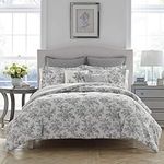 Laura Ashley Home Annalise Floral Comforter Set, King, Gray