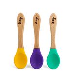 Itsy Spoonz Weaning Spoons Toddler Cutlery Bamboo Silicone Tip 3-Pack Set for Baby Led Independent Feeding