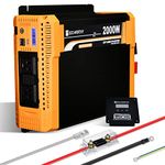 ECO-WORTHY 2000W Pure Sine Wave Inverter 12V DC to 120V AC Converter with Built-in Dual 18W USB Port, 2*AC Outlets, 1*Hardwire Terminals, 1 * 200A Fuse, Remote Controller for Home RV Truck Off-Grid