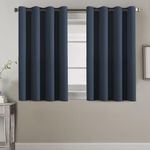 H.VERSAILTEX Blackout Curtain for Living Room Small Window Kitchen Blackout Curtains 45 inch Length Energy Saving Solid Grommet Blackout Drape, One Panel, Navy Blue, 52" W x 45" L