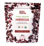 Organic Hibiscus Tea Flowers, Whole, Sun Dried, Loose, Resealable Bag By Nuba, Kardade, Bissap, Sobolo, Agua De JAMAICA