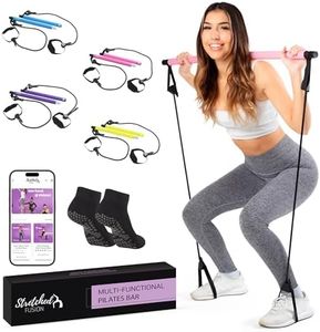 Stretched Fusion Pilates Bar Kit with Resistance Band for Home Workouts | Multifunctional Home Pilates Kit Set for Women & Men | Workout Bar for Legs, Hip, Waist and Arm, Includes 3 Bonuses