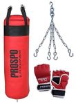 Prospo Punching Bag Srf 36 inch Filled with chain and Combat Glove Boxing Gym Set, Boxing Kit, Boxing Set for Kids, Boxing Set for Men, Boxing Kit for Men, Boxing Set for Youth, Hitman Combo, Punching Bag 36 inch Filled with chain and Combat Glove (Red)