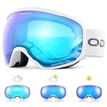 Odoland Photochromic Ski Goggles for Sunny and Cloudy Days, Anti-Fog OTG UV400 Protection Snowboard Goggles for Unisex Adult Men Women Youth, Helmet Compatible for Skiing Snowboard WL