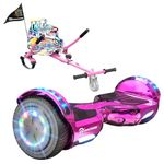 EVERCROSS Hover Board Kids, Hoverboards with Seat Attachment Hoverkart, 6.5" Self Balancing Scooters, Hoverboards Bluetooth with LED Lights, Ideal Hover Board for Kids Teenagers Adults