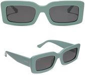 DIFF Indy Designer Rectangular Sunglasses for Women UV400 Polarized Protection, Steel Teal + Grey