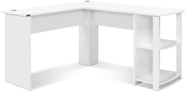 Artiss Computer Desk 136cm White Particle Board Desktop Office Corner Laptop Desks Shelf Study Student Table, Home Furniture for Room, with 2 Tiers Swivelling L Shape Shelves Bookshelves