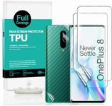 Ibywind Clear TPU Screen Protector For OnePlus 8,[Pack of 2],[Camera Lens Protector][Back Carbon Fiber Film Protector][In-Display Fingerprint Support][Bubble Free]