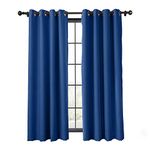 Flame Retardant Curtain Thermal Insulated Blackout Window Antique Bronze Grommet Eyelet Blue 90W x 90L Inch (1 Panel) ChadMade Exclusive