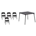 COSCO Premium Vinyl Padded Metal Folding Chair, Black, 4-Pack + Flash Furniture Black Folding Card Table