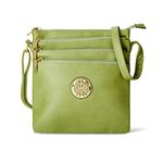 Woodland Leathers Crossbody Bags For Women, Multi Zipper Spacious Cross Body Bag Women With Adjustable Crossbody Strap, Golden decorated Women's Hobos & Shoulder Bags (Green)