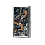 KUGUAN Stainless Steel Cigarette Case, Dragon, 20 pcs Slim/14 pcs Regular Size, Portable, Good for Gifts