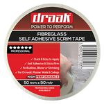 DRAAK Scrim Tape 50mm x 90mtr Long Plasterboard Mesh Joint Scrim Drywall Fibre Glass Self Adhesive, Wall Hole Or Crack Repair (50mm)