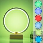 BASRAE Dimmable Nightstand Lamp,RGB Modern LED Table Lamp for Bedroom Bedside,Round Metal Romance Variable Colour Bed Lamp,USB 5V Creative Gifts Desk Lamp for Living Room Deco Night Table Light