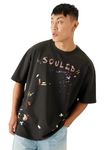 The Souled Store Painted Mr. Soul Men and Boys Short Sleeve Round Neck Black Graphic Printed Cotton Oversized T-Shirts