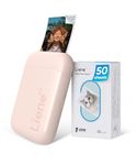 Liene Photo Printer, 2x3 Mini Instant Portable Color Mono Picture Printer w/ 50 Zink Adhesive Paper, Bluetooth 5.0, Compatible w/iOS & Android, Small Photo Printer for iPhone, Smartphones, Pink