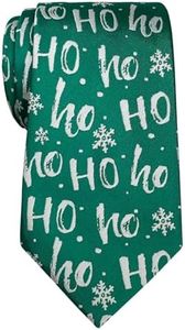 Retreez Christmas Ho Ho Ho with Snowflakes Pattern Woven Microfiber 3.15" Men's Tie - Green,