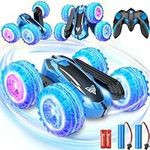 SIMPIM Remote Control Car,2.4GHz Electric Race Stunt Car,Double Sided 360° Rolling Rotating Rotation,LED Headlights RC 4WD High Speed Off Road for 6 7 8 9 10 11 12 Year Old boy Toys