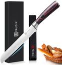 PAUDIN Bread Knife, Bread Knives 8 Inch, High Carbon Stainless Steel Forged Bread Knife Large with Wooden Handle, Serrated Knife for Cutting Crusty Bread, Pastry, Cake & Homemade Bread
