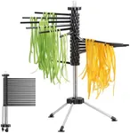 Navaris Collapsible Pasta Drying Rack - Tall Compact Spaghetti Noodle Stand with 16 Plastic Rods - Fresh Pasta Making Accessories - up to 2 kg (4.5 lbs) - Black