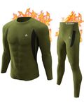 CL convallaria Thermal Underwear Long Johns Set Mens Winter Hunting Gear Sport Base Layer Bottom Top XS-4XL, 1-army Green, X-Large