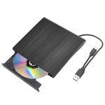 External CD DVD Drive, Portable CD DVD +/-Rw Reader Disk Drive Slim DVD/CD Burner Player, USB 3.0 and Type-C Optical DVD Drive ROM Burner Rewriter for Laptop PC Mac OS Windows 10/8/7/XP/Linux