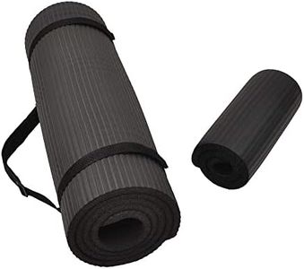 Fitvids All Purpose 1/2-Inch Extra Thick High Density Anti-Tear Exercise Yoga Mat and Knee Pad with Carrying Strap, Black