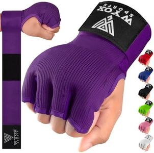 WYOX Gel Boxing Hand Wraps Inner Gloves for Men and Women, Quick 80cm Long Wrist Straps, Elasticated Padded Boxing Wraps for Muay Thai, MMA, Kickboxing, Martial Arts Training Bandages (Purple, L/XL)