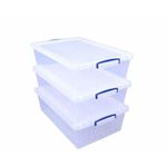 Really Useful Nestable Plastic Storage Box 43 Litre Clear (Pack of 3)