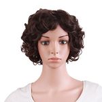 MapofBeauty 11.8 Inch/30cm Elderly Curly Short Curly Fashion Wigs (Dark Brown)