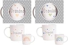 OM Supplies Grandma and Grandad Mugs Coffee Mugs for Best Grandparents, Grandma Grandad Gifts from Grandson, Granddaughter, Grandchildren, Christmas, Anniversary Day Presents, Mothers Fathers Cups Set