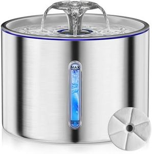 JORAGO Cat Water Fountain Stainless Steel - 2.5L Automatic Pet Fountains, Dog Water Dispenser with Water Level Window, Ultra Quiet and Circulating Pump with Replacement Filters for Cats, Dogs, Pets